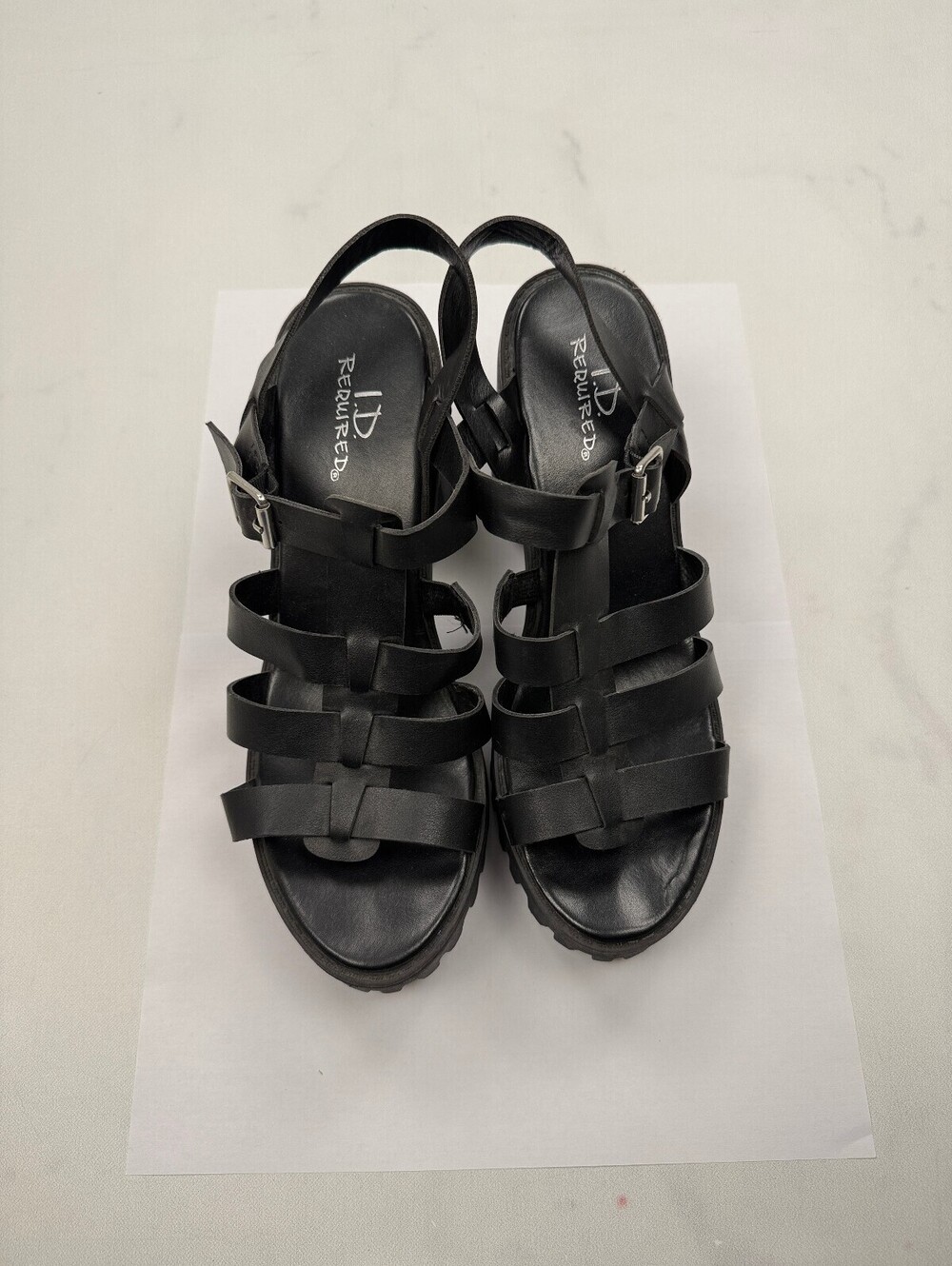 I.D. Required Gladiator Sandals Black Modern Classic Adjustable - Womens 10